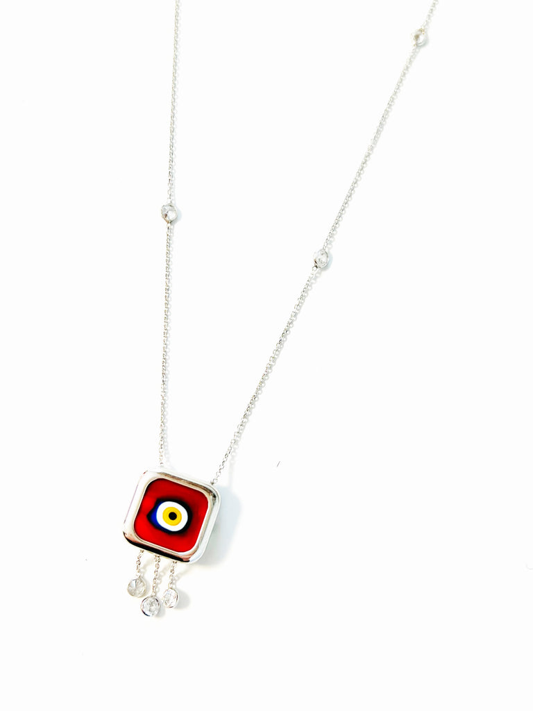 Red Grand Mati Necklace with Champagne Diamonds