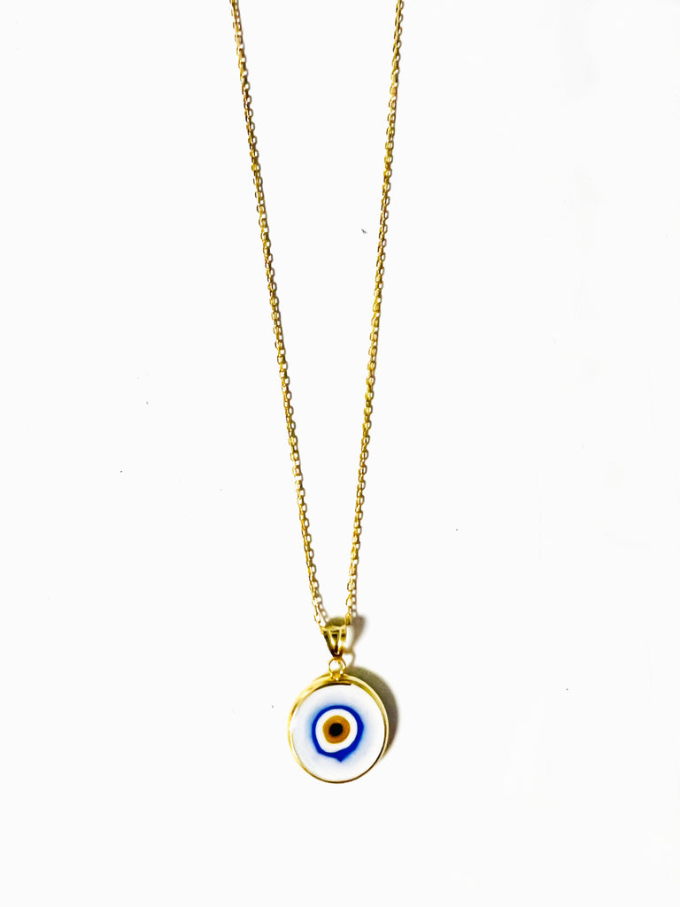 White Grand Evil Eye Pendant Necklace