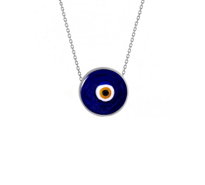 Cobalt Grand Evil Eye Necklace - Silver