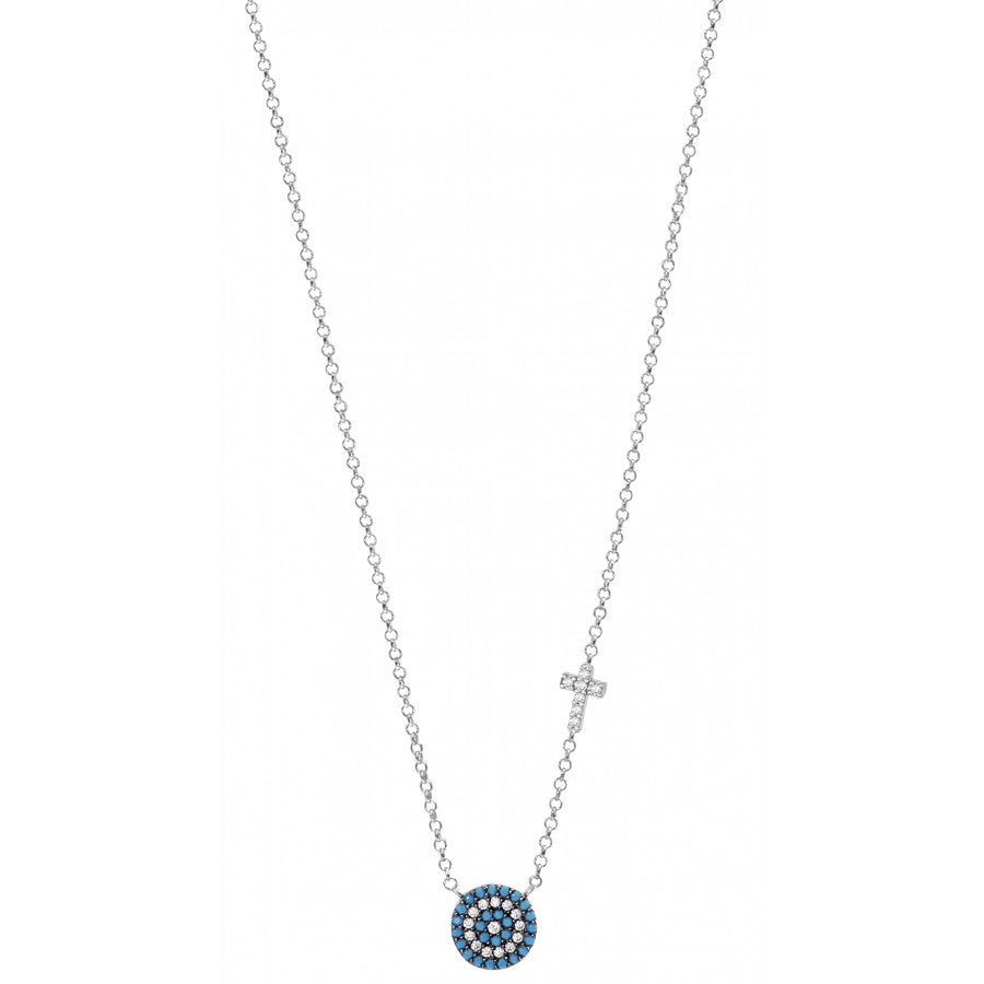 Turquoise Goddess-Eye Cross Necklace