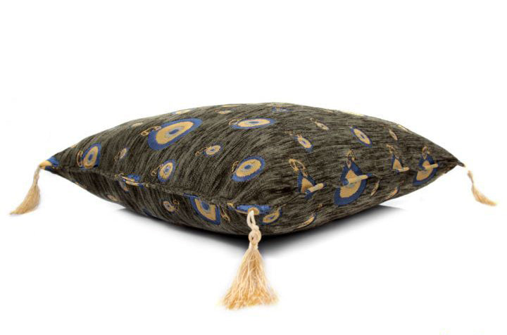 Mati Pillow Case with Tassels- Olive Green