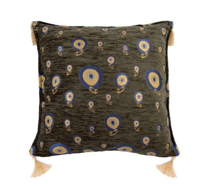 Mati Pillow Case with Tassels- Olive Green