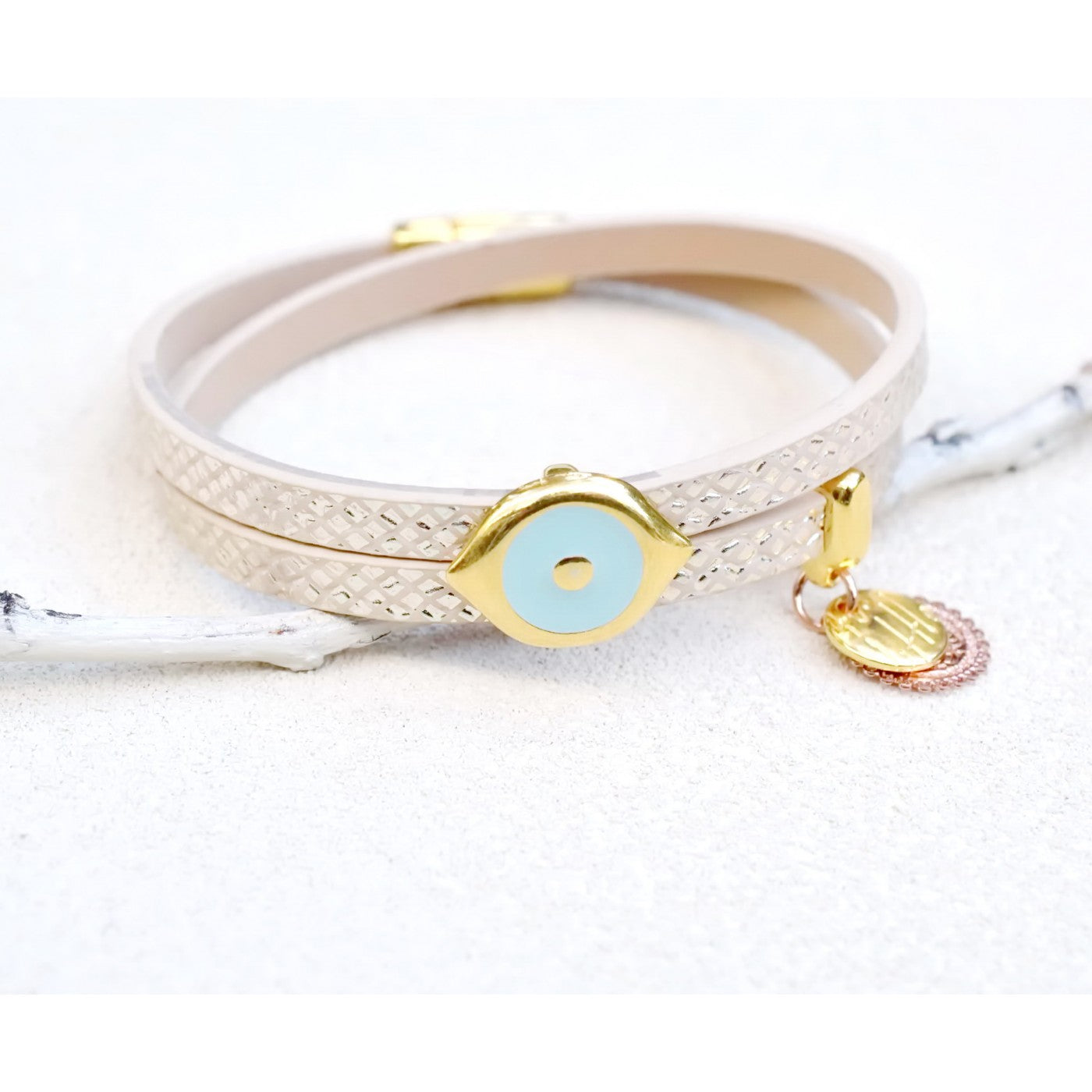 White Leather Eye Bracelet